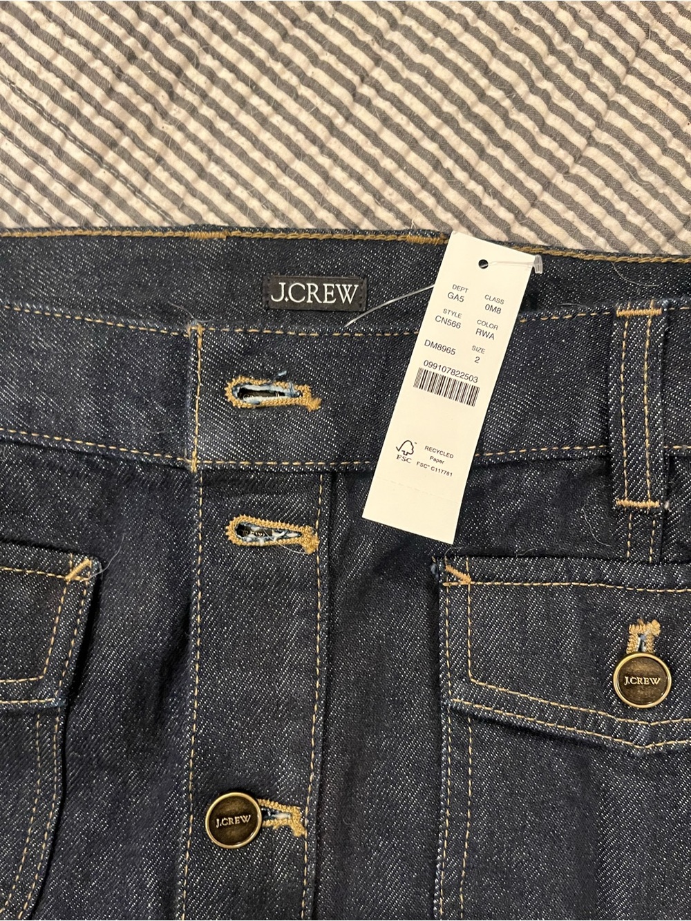 J. Crew Dark Indigo Button-Front Denim Mini Skirt - Picture 4 of 4